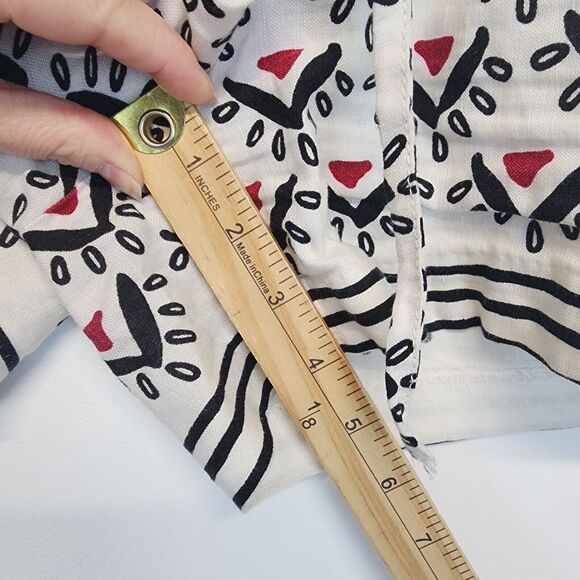 Loft Geo Linen Blend Shorts Size S Pull On Elastic Waist Drawstring Pockets - Picture 7 of 9